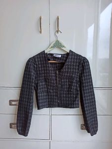 Houndstooth Cropped Jacket