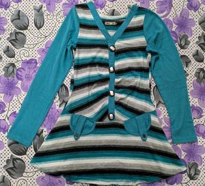 Ocean Blue Woolen Top/Tunic