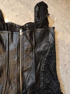Black Leather Nd Lace Gothic Corset Top