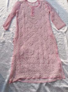 Pink ChikanKari kurti
