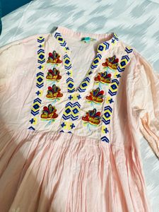 Embroided Dress With Pompom
