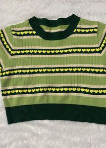 Striped Heart Knit Top