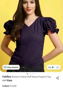 Stylish Purple Puff Sleeve Top