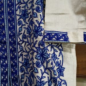 Women Blue Original Kashmiri Embroidery Kutra