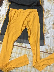 Grey And Mustard Kurta Set