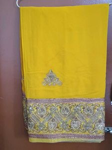Elegant Yellow Embroidered Saree