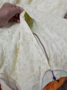 Elegant White &amp; Gold Embroidered Anarkali Dress