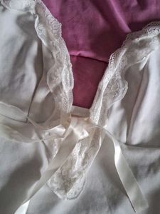 White Cami With Lace And Bow Tie Cropped