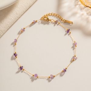Purple Stone Beaded Anklet