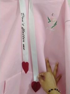 Pink Embroidered Hoodie