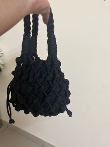 H&amp;M  Black Macrame Bucket Bag