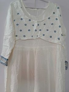 White Long Kurti With Duppatta