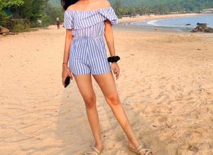Blue And White Striped Jumpsuit