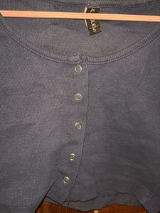lilleagle Blue Full Sleeve Crop Top Size Xs