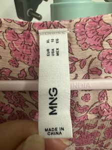 MANGO Cream-Coloured &amp; Pink Floral Print Wrap Top