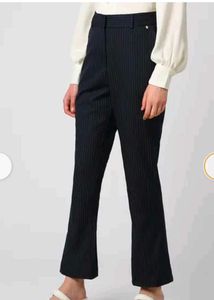 Striped mid rise bootcut formal trousers
