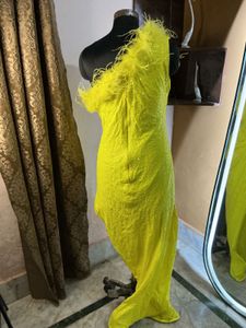 Sparkling Yellow Feather Dress