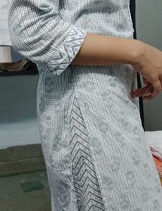 Kurta  Pant Co Ord Set  Grey White Cotton