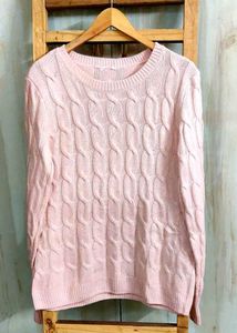 Light Pink Self Design Pullover Size-36-38