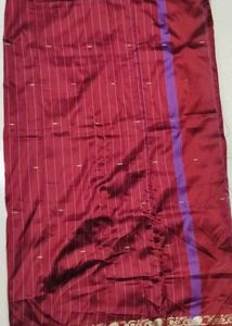 Elegant Maroon Striped Saree