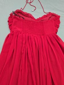 RITU KUMAR Red Halter Neck Tie Maxi Dress