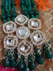 Green Ad Kundan Neckpiece Partywear