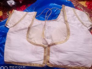 White Silk blause With Golden Work