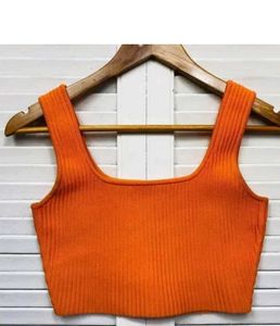 Orange Ribbed Tank Top