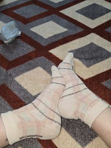 beige used cotten socks