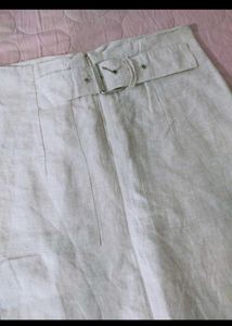 Linen Beige Midi Skirt