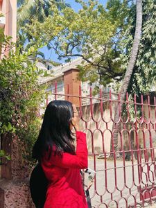 Red Embellished Kurta