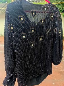 Vintage Heart Sequin Embellished Top
