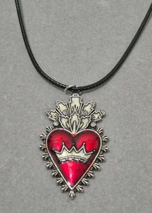 Red Sacred Heart Crown Necklace