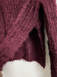 wine colored Fuzzy Knit Sweater