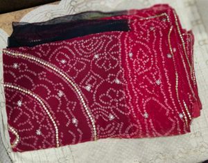 Maroon Bandhej Saree