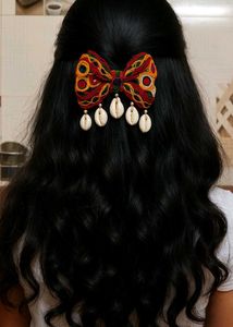 Mini Traditional Hair Bow Clip for Festive Look