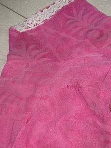 garden print pink saree