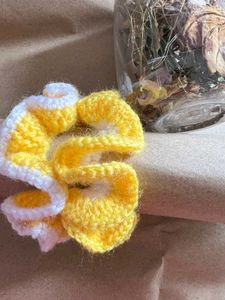 Handmade Crochet Yellow Scrunchie