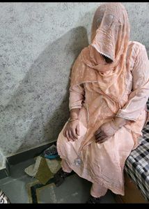 Peach silk cotton Kurta Set with Dupatta 3xl