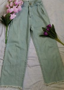 BLUE HIGH WAIST STRAIGHT JEANS