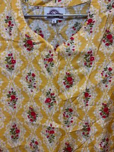 Floral Print Yellow Kurta
