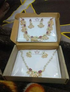 Combo Jewellery Gold Plated Green, Pink , diamond