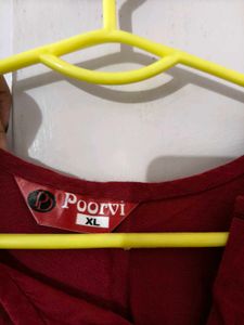 Maroon Embroidered Kaftan Dress