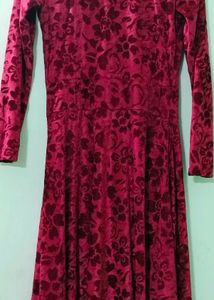 Red Floral Velvet Maxi Dress