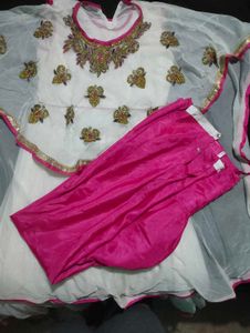 Anarkali Suit With Uppercoat Net Cotton Fabric