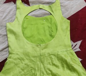 Parrot Green Satin Dress