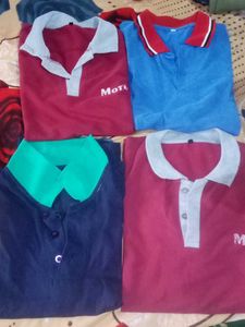 Blue Polo with Red and White Trim