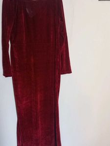 Elegant Red Velvet Dress