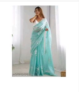 FABRIC SEQUANCE WOMEN SAREE Elegant Purple Sare