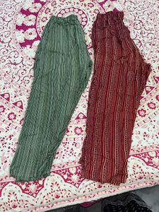 Striped Green Cotton Pants